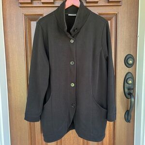 Denim & Co Black Unstructured Curved-Hem Car Coat